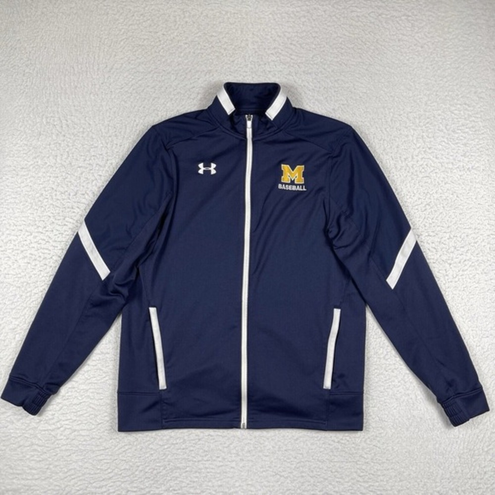 Under Armour Jacket Mens Medium Loose Blue Full Zip Baseball Activewear School